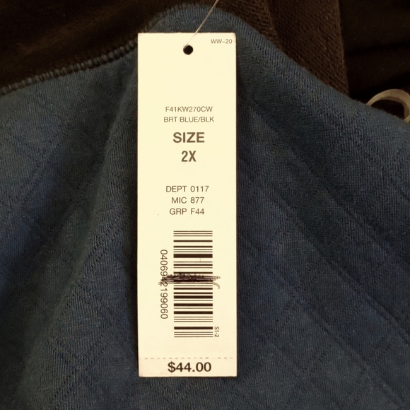 +SZ NWT LS Black/Blue Quilted Front Top SZ 2X By Westbound Woman - Picture 6 of 8